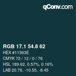 カラーコード: RGB 17.1 54.8 62 | qconv.com