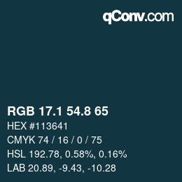 Color code: RGB 17.1 54.8 65 | qconv.com