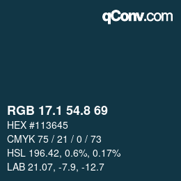 Color code: RGB 17.1 54.8 69 | qconv.com