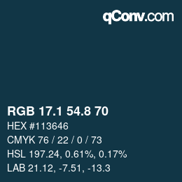 Color code: RGB 17.1 54.8 70 | qconv.com