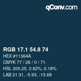 Color code: RGB 17.1 54.8 74 | qconv.com
