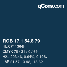 Color code: RGB 17.1 54.8 79 | qconv.com