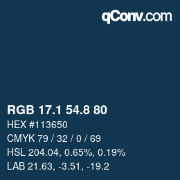 Color code: RGB 17.1 54.8 80 | qconv.com