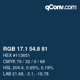 Color code: RGB 17.1 54.8 81 | qconv.com