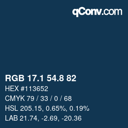 カラーコード: RGB 17.1 54.8 82 | qconv.com
