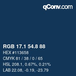 Color code: RGB 17.1 54.8 88 | qconv.com