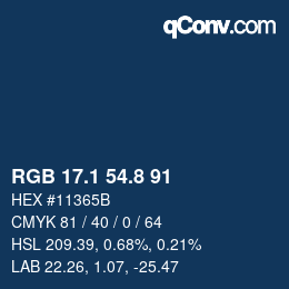 Color code: RGB 17.1 54.8 91 | qconv.com