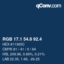 カラーコード: RGB 17.1 54.8 92.4 | qconv.com