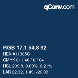 Color code: RGB 17.1 54.8 92 | qconv.com