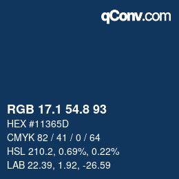 Color code: RGB 17.1 54.8 93 | qconv.com