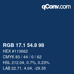 カラーコード: RGB 17.1 54.8 98 | qconv.com