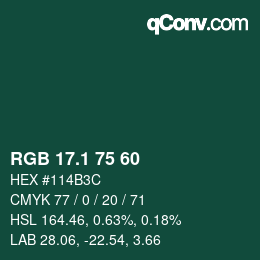 カラーコード: RGB 17.1 75 60 | qconv.com