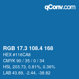 カラーコード: RGB 17.3 108.4 168 | qconv.com