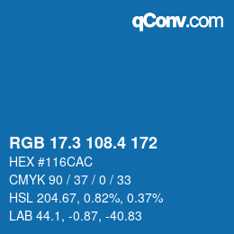 カラーコード: RGB 17.3 108.4 172 | qconv.com