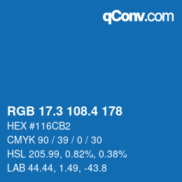 カラーコード: RGB 17.3 108.4 178 | qconv.com