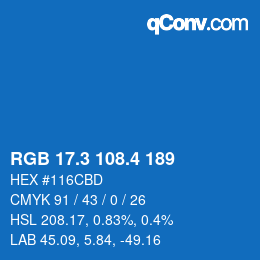 カラーコード: RGB 17.3 108.4 189 | qconv.com