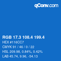 カラーコード: RGB 17.3 108.4 199.4 | qconv.com