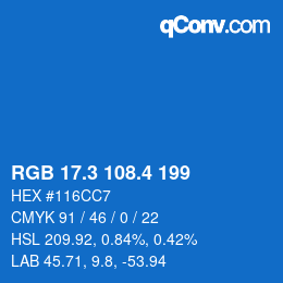 カラーコード: RGB 17.3 108.4 199 | qconv.com