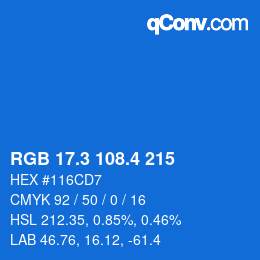 カラーコード: RGB 17.3 108.4 215 | qconv.com