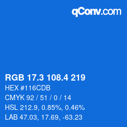 カラーコード: RGB 17.3 108.4 219 | qconv.com