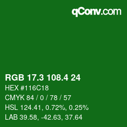 カラーコード: RGB 17.3 108.4 24 | qconv.com