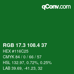 カラーコード: RGB 17.3 108.4 37 | qconv.com
