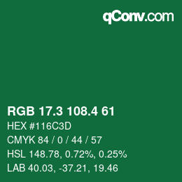カラーコード: RGB 17.3 108.4 61 | qconv.com