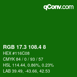 カラーコード: RGB 17.3 108.4 8 | qconv.com