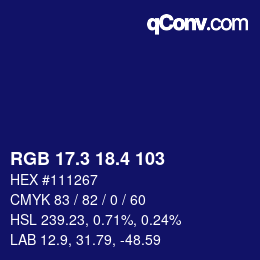 カラーコード: RGB 17.3 18.4 103 | qconv.com