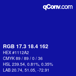 カラーコード: RGB 17.3 18.4 162 | qconv.com