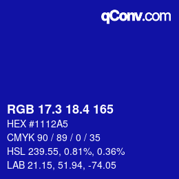 カラーコード: RGB 17.3 18.4 165 | qconv.com