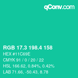 カラーコード: RGB 17.3 198.4 158 | qconv.com