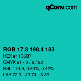 カラーコード: RGB 17.3 198.4 183 | qconv.com