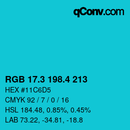 カラーコード: RGB 17.3 198.4 213 | qconv.com