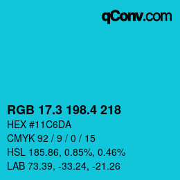 カラーコード: RGB 17.3 198.4 218 | qconv.com