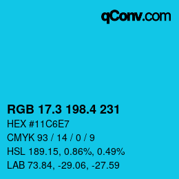 カラーコード: RGB 17.3 198.4 231 | qconv.com