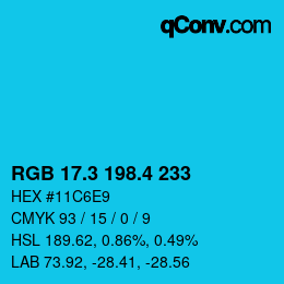 カラーコード: RGB 17.3 198.4 233 | qconv.com