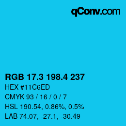 カラーコード: RGB 17.3 198.4 237 | qconv.com
