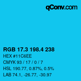 カラーコード: RGB 17.3 198.4 238 | qconv.com