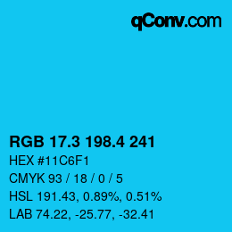 カラーコード: RGB 17.3 198.4 241 | qconv.com