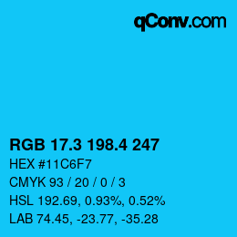カラーコード: RGB 17.3 198.4 247 | qconv.com