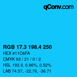カラーコード: RGB 17.3 198.4 250 | qconv.com
