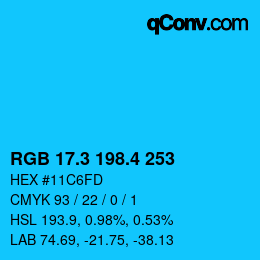 カラーコード: RGB 17.3 198.4 253 | qconv.com