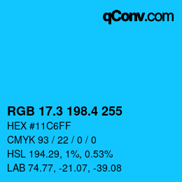 カラーコード: RGB 17.3 198.4 255 | qconv.com