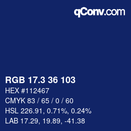 カラーコード: RGB 17.3 36 103 | qconv.com