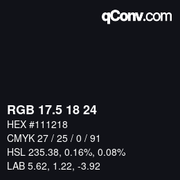 Color code: RGB 17.5 18 24 | qconv.com