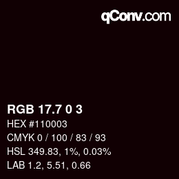 カラーコード: RGB 17.7 0 3 | qconv.com