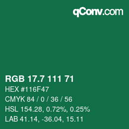 カラーコード: RGB 17.7 111 71 | qconv.com