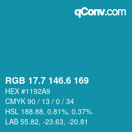カラーコード: RGB 17.7 146.6 169 | qconv.com
