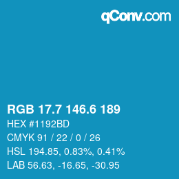 カラーコード: RGB 17.7 146.6 189 | qconv.com